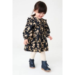 印花燈芯絨翻領連衣裙 (3個月至7歲)